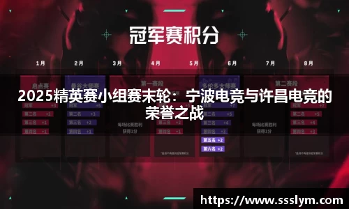 2025精英赛小组赛末轮：宁波电竞与许昌电竞的荣誉之战